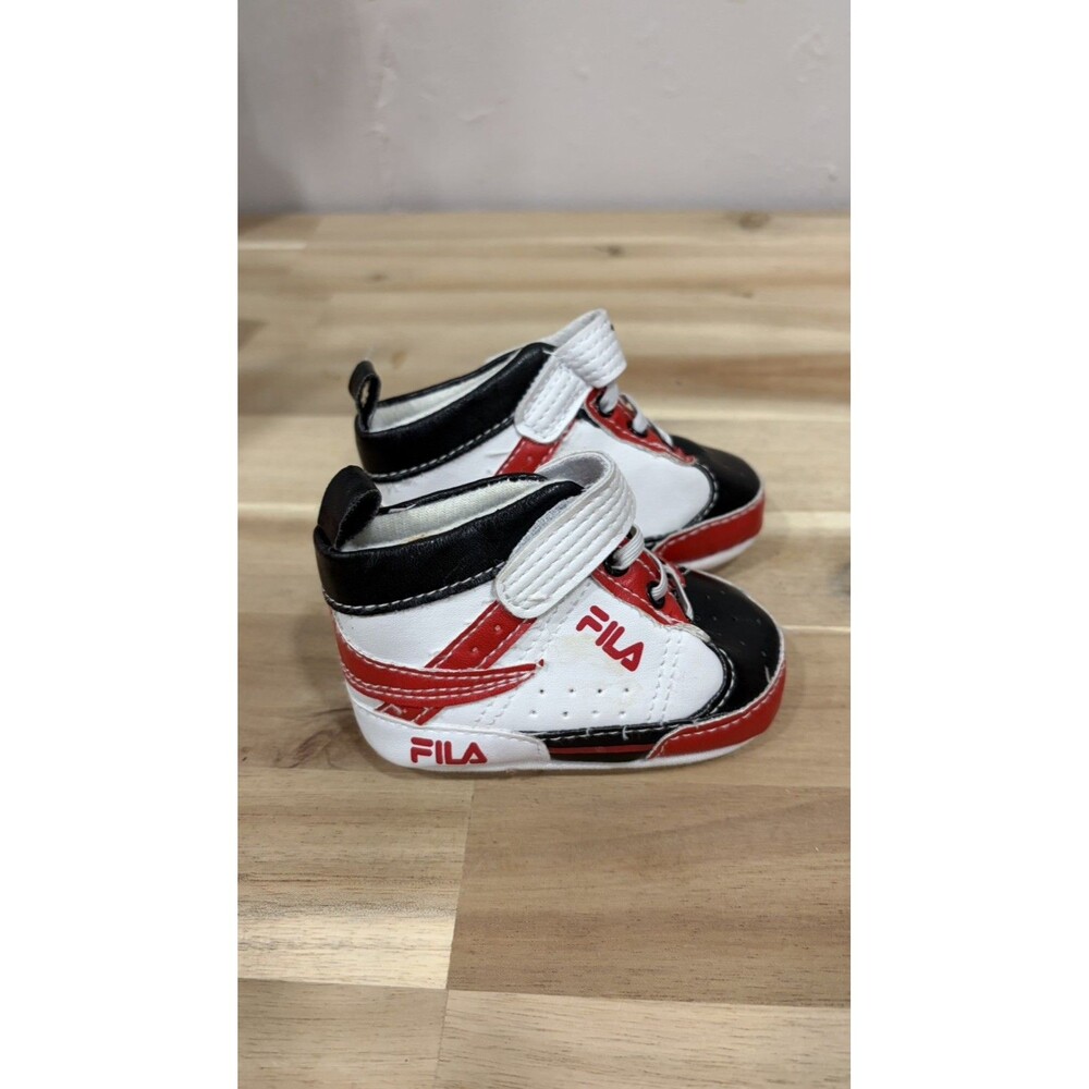 NEW NWT Fila Baby Boys Trapunto High Top Sneaker Crib Shoes Red SIZE 0-6 Months